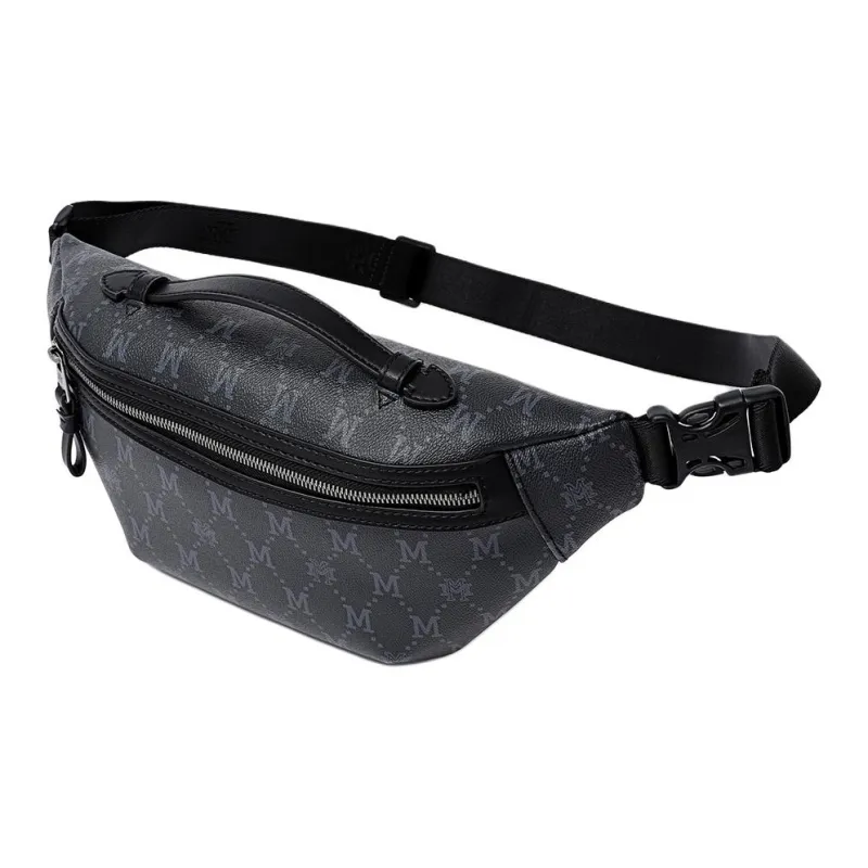 FION Mountain And Sea Journey Series Artificial Leather Fanny Pack Regular Men's Black-5