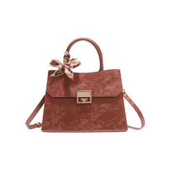 H YXIANG Microfiber Synthetic Leather One Shoulder Handbags Women's Red Brown