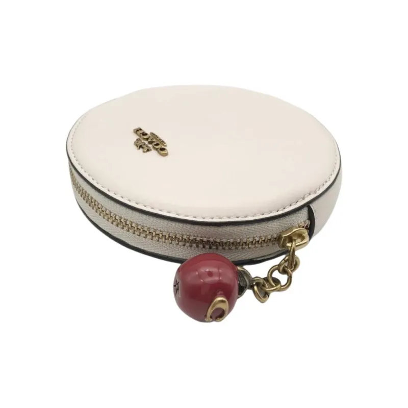COACH Calfskin Coin Purse Women's White-3