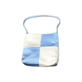 Home Of Hai Silk Tote Bag Shopping Bag Handbag Women's Light Blue & White