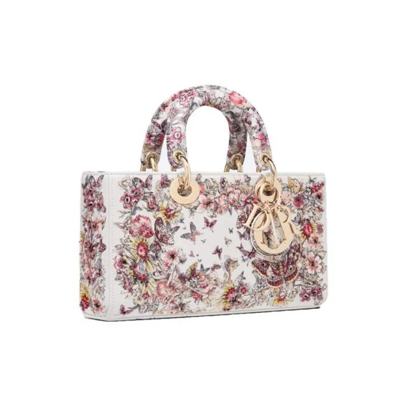 DIOR Lady D-JOY Cow Leather Handbag Shoulder Bag Women's Pink/White-1