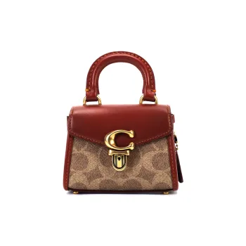 COACH Sammy Canvas With Leather DaiFeng Handbags Mini Women's Khaki And Brown