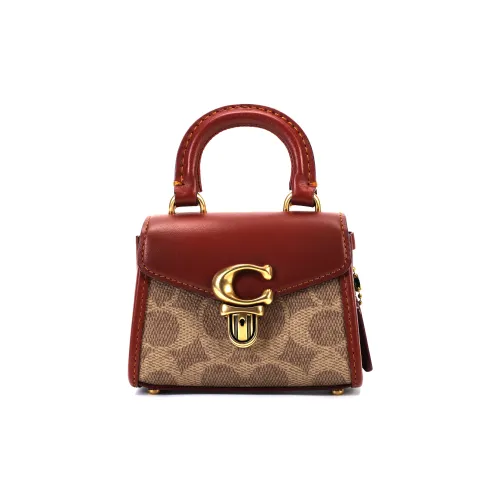 COACH Sammy Canvas With Leather DaiFeng Handbags Mini Women's Khaki And Brown