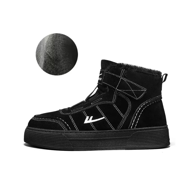Warrior Coverage Thermal Slip Resistant Abrasion Resistant Height Increasing High Top Skateboard Shoes Men's Black-1