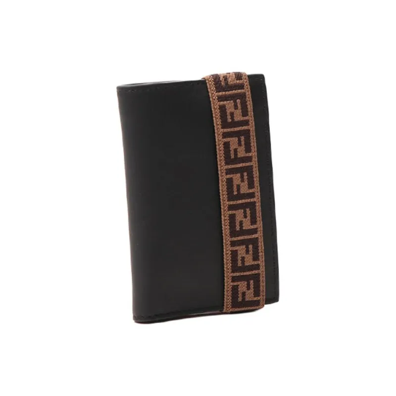 FENDI Leather Wallets With Money Clip Men's Brown/Black-2