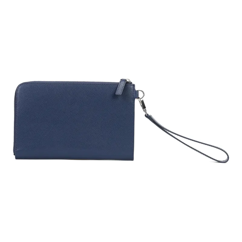 MONTBLANC Leather Clutch Small Size Men's Blue-5