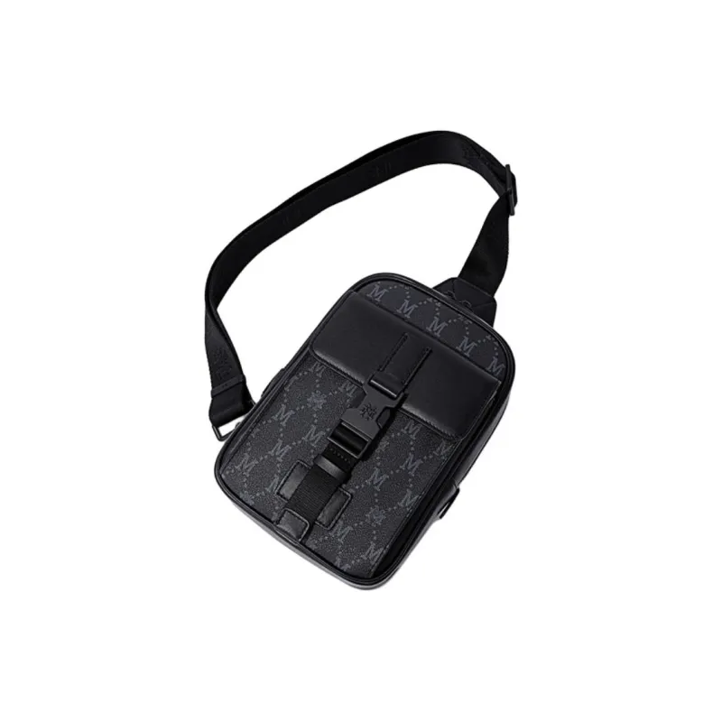 FION Mountain And Sea Journey Series Artificial Leather Sling Bag Regular Men's Classic Black-5