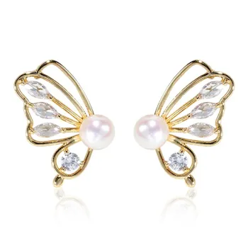 IDOKAWA Freshwater Pearl Stud Earrings Women's Gold