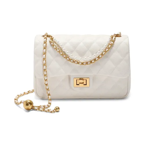 BELLE Synthetic Leather One Shoulder Handbag Crossbody Bag Quilting Bag Medium Size Women's Beige/Black/Red