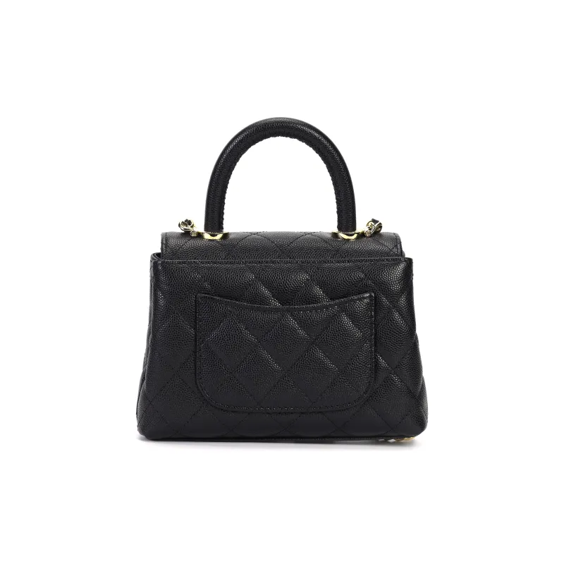 CHANEL Coco Handle Grain Calfskin Shoulder Bag, Crossbody Bag, Handbag Women's Black-2