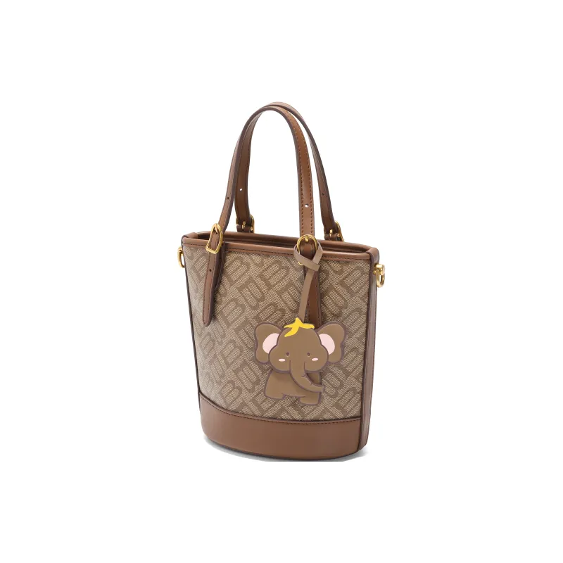 BELLE Artificial Leather Bucket Bag, Shoulder Bag, Crossbody Bag, Handbag Medium Size Women's Coffee/Apricot/White-1