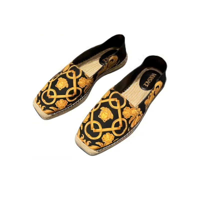 FANSIZHE Espadrilles Men's Black Yellow-2