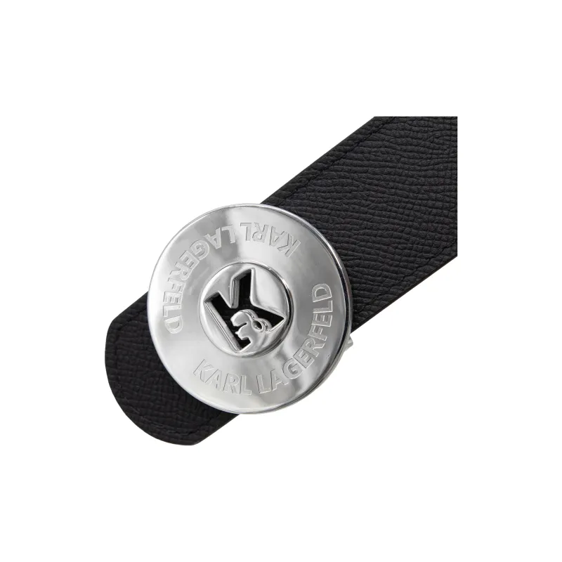 KARL LAGERFELD Top Grain Cow Leather Belts Unisex Black Width 3.7cm-3