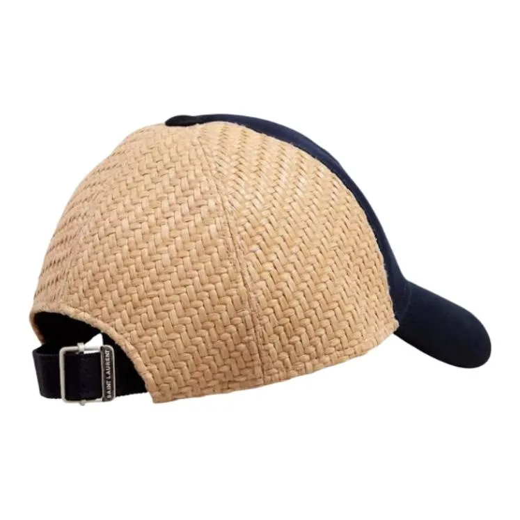 SAINT LAURENT Canvas And Raffia Baseball Cap-1