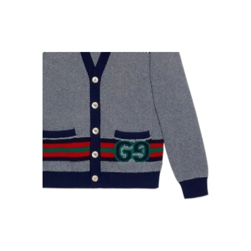 GUCCI Logo Intarsia Button Up Cardigan-6