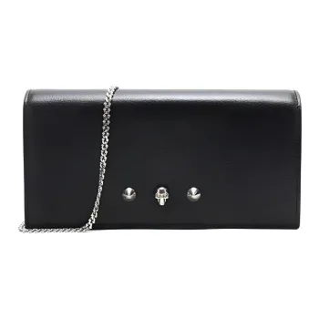 Alexander McQueen Leather Chain Wallet, Shoulder Bag, Crossbody Bag Women's Black
