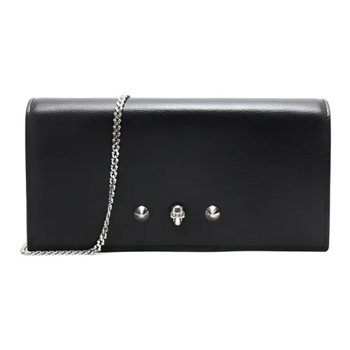 Alexander McQueen Leather Chain Wallet, Shoulder Bag, Crossbody Bag Women's Black