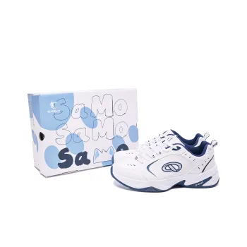 QIAODAN Samoy Badminton Shoes Men Low Top Jordan White Graphite Blue