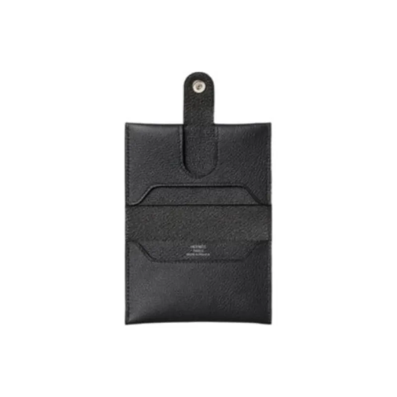 HERMES Evercolor Calfskin Card Holder Women's Black-2