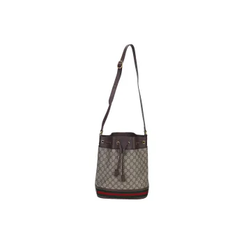 GUCCI Ophidia Canvas With Leather Bucket Bag Crossbody Bag Regular Women's Ebony/Brown