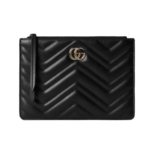 GUCCI GG Marmont Leather Clutch Small Size Women's Black