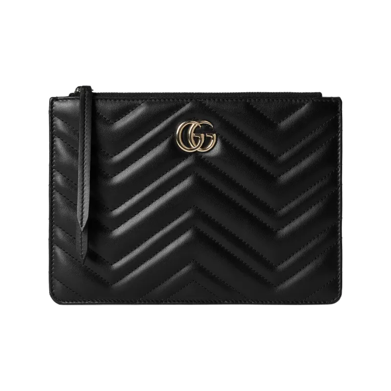GUCCI GG Marmont Leather Clutch Trumpets Women's Black-0