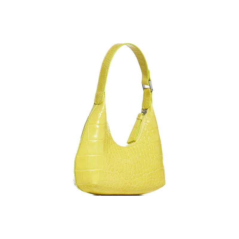By Far Crocodile Pattern Cow Leather Shoulder Bag Crescent Bag Handbag Shoulder Bag Mini Women's Cadillac Yellow-3
