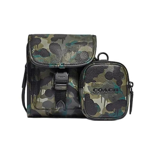 COACH Charter Leather Storage Bag Shoulder Bag Crossbody Bag Small Size Men's Camouflage
