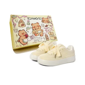 XIANGSU Anti Slip Wear Resistant Low Top Skateboard Shoes Women's Yellow