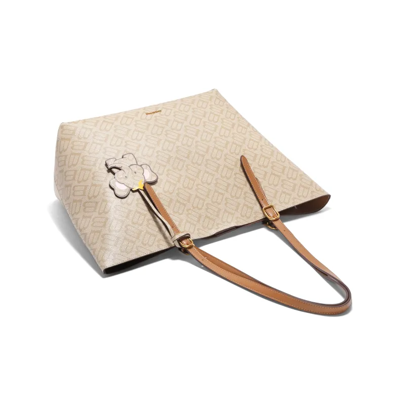 BELLE Artificial Leather Tote Bag, Shoulder Bag Tubas Women's Coffee/Apricot-8