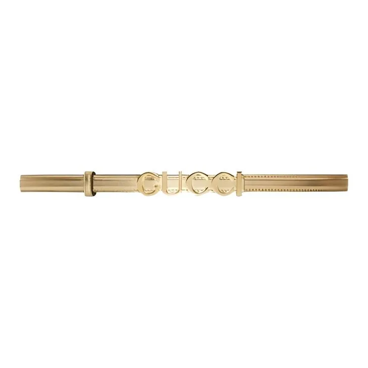 GUCCI Leather Leather Belts Women's Gold Width 1.5CM-0