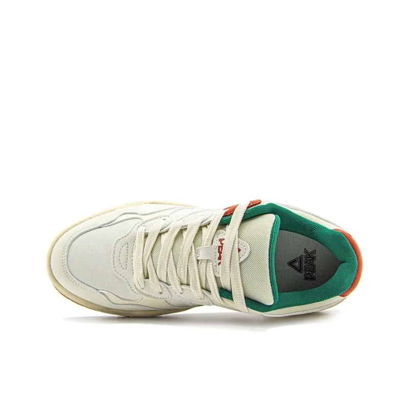 PEAK Classic Heritage Cushioned Wear Resistant Lightweight Low Top Skateboard Shoes Men's White Red-2