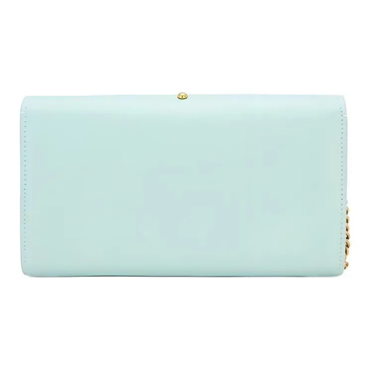 PINKO SIMPLY Leather Envelope Bag, Swallow Bag, Shoulder Bag, Crossbody Bag Mini Women's Light Green-4