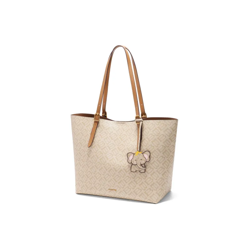 BELLE Artificial Leather Tote Bag, Shoulder Bag Tubas Women's Coffee/Apricot-6