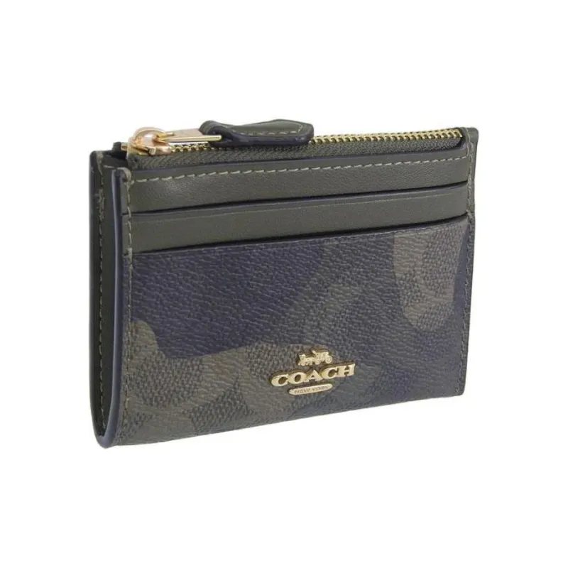 COACH Coated Canvas Card Holder Mini Women's Green-1