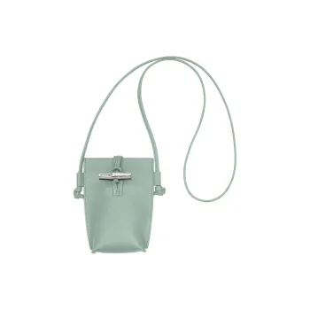 LONGCHAMP Le Roseau Cow Leather Cell Phone Pouch Crossbody Bag Regular Women's Celadon Green
