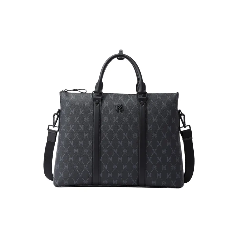FION Cow Leather Briefcases Men's Classic Black-0