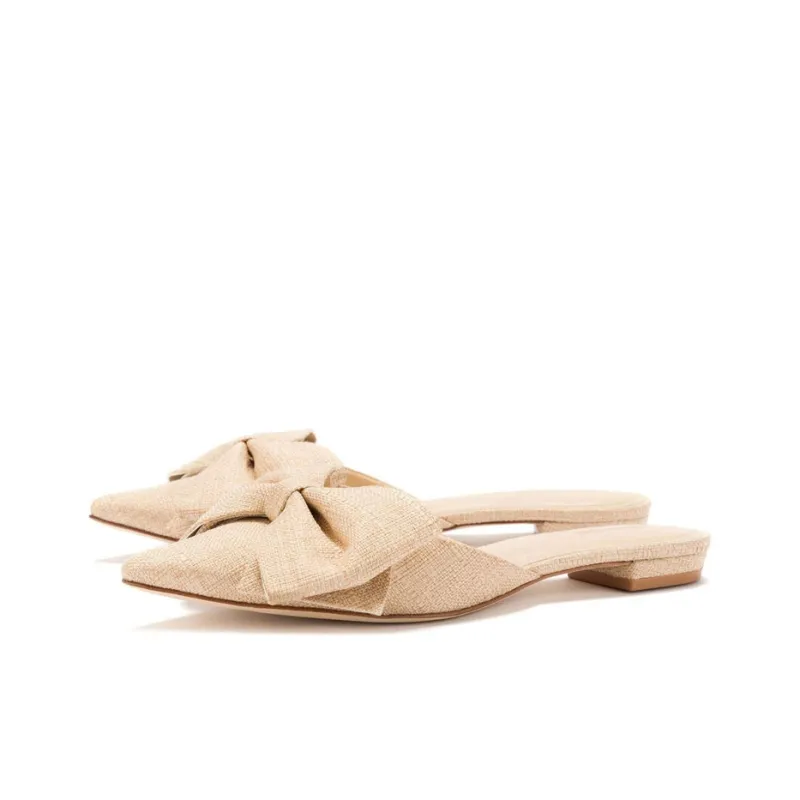 Larroude Wrap-toe Slippers Women's Beige-2
