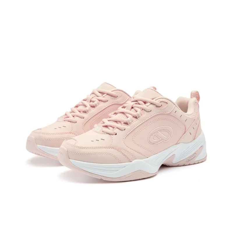 QIAODAN Samoy Badminton Shoes Women's Low Top White Peach Pink-2