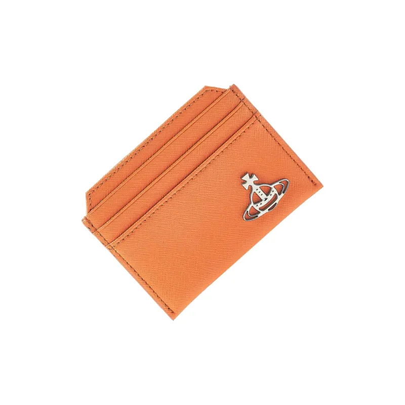 Vivienne Westwood Cow Leather Card Holder Women's Orange-1