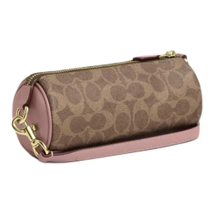 COACH Nolita PVC Cylinder Bag Handbag, Shoulder Bag Trumpets Women's Brown & Pink-1