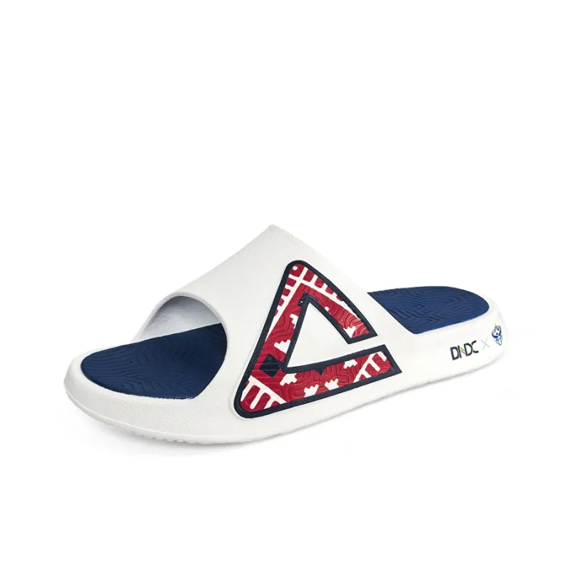 PEAK State Pole Leather Patchwork Slip Resistant Abrasion Resistant Cushioning Slide Slippers Men's White Blue Red-2