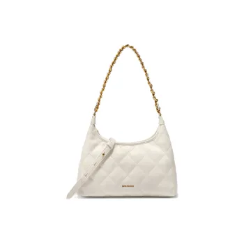 BELLE Artificial Leather Crossbody Shoulder Bag Medium Size Women's Beige/Black
