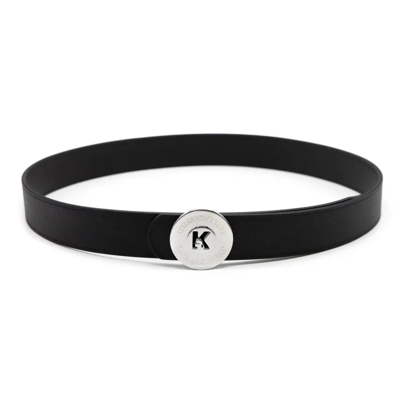 KARL LAGERFELD Top Grain Cow Leather Belts Unisex Black Width 3.7cm-1