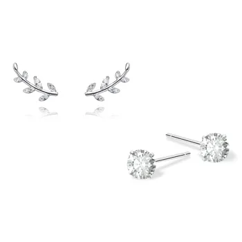 KUMET Sterling Silver Stud Earrings Women's Couple Birthday Gift For Anniversary