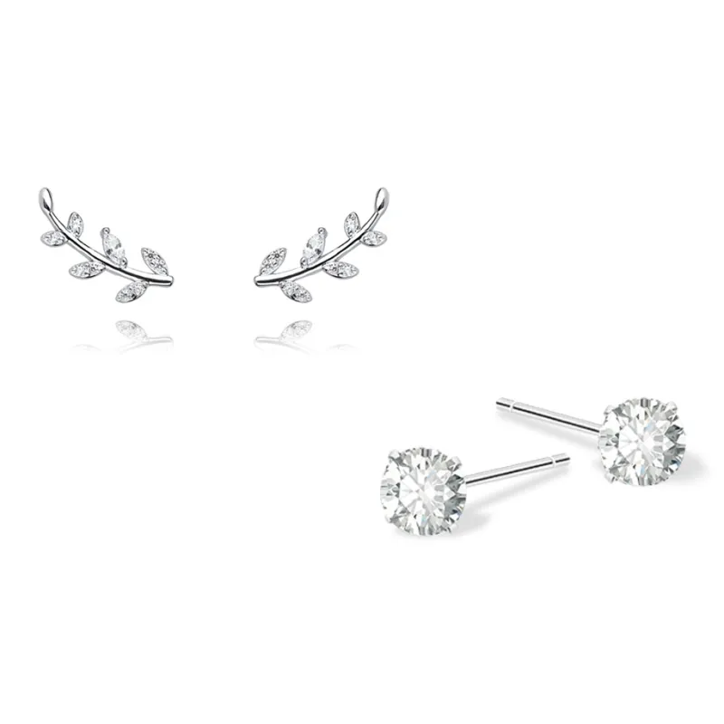 KUMET Sterling Silver Stud Earrings Women's Couple Birthday Gift For Anniversary-0