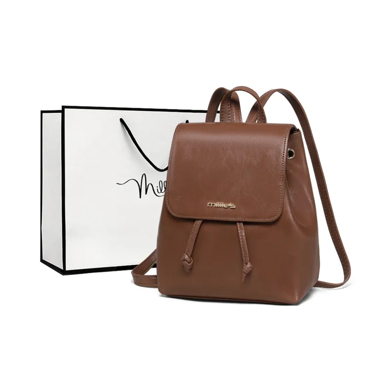MILLIE'S Cow Leather With Synthetic Leather Backpack Women's Vintage Brown-0