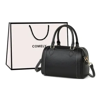COMELY Cow Leather Patchwork Synthetic Leather One Shoulder Handbags Regular Women's Black