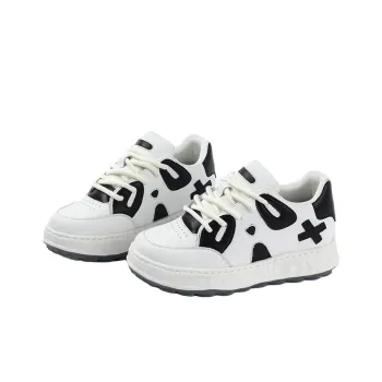 Year By Year Anti Slip And Wear Resistant Height Increasing Low Top Casual Shoes Unisex Black White