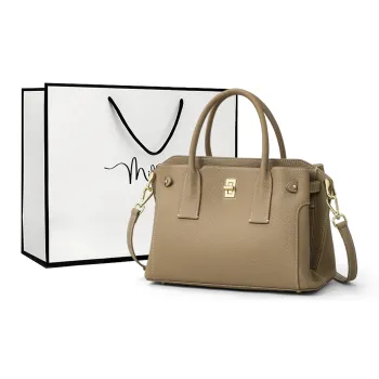 MILLIE'S Cow Leather With Synthetic Leather Tote Shoulder Bag, Crossbody Bag, Handbag Regular Women's Gray